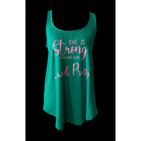 Flowy Pink and Green Tank, Strong