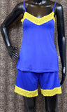 Cami and Short Set, Blue and Gold